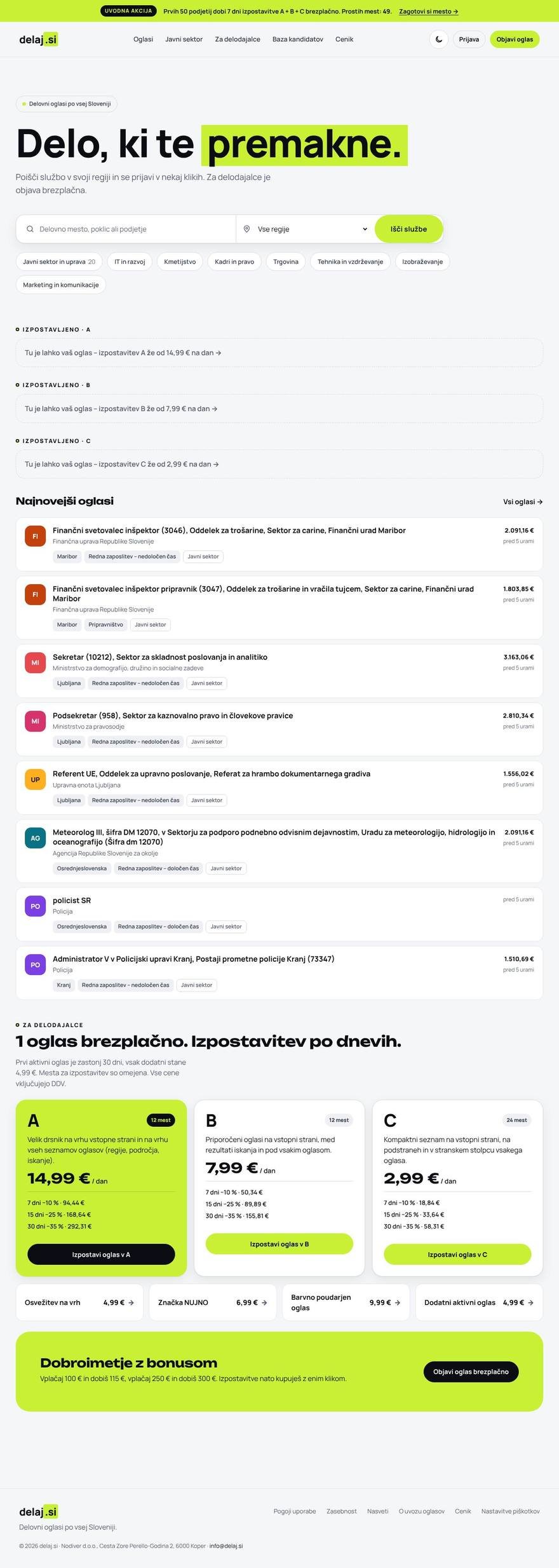 Posnetek zaslona delaj.si