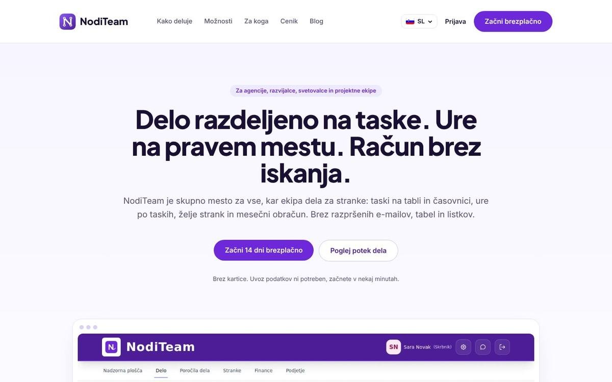 NodiTeam, posnetek zaslona