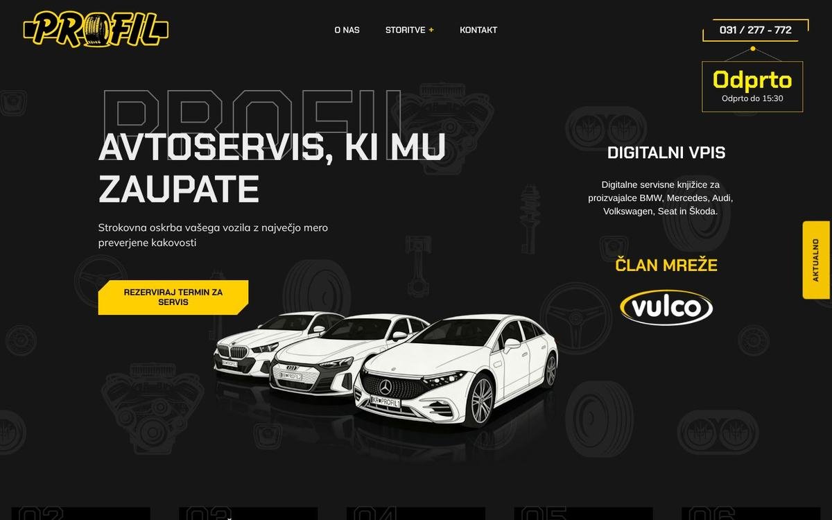 Avtoservis Profil, spletna stran